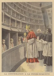 Confirmación de niños en la prisión La Petite Roquette por el cardenal Richard, arzobispo de París